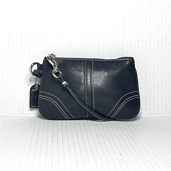Coach Black Leather Wristlet Bag - Picture 1 of 15